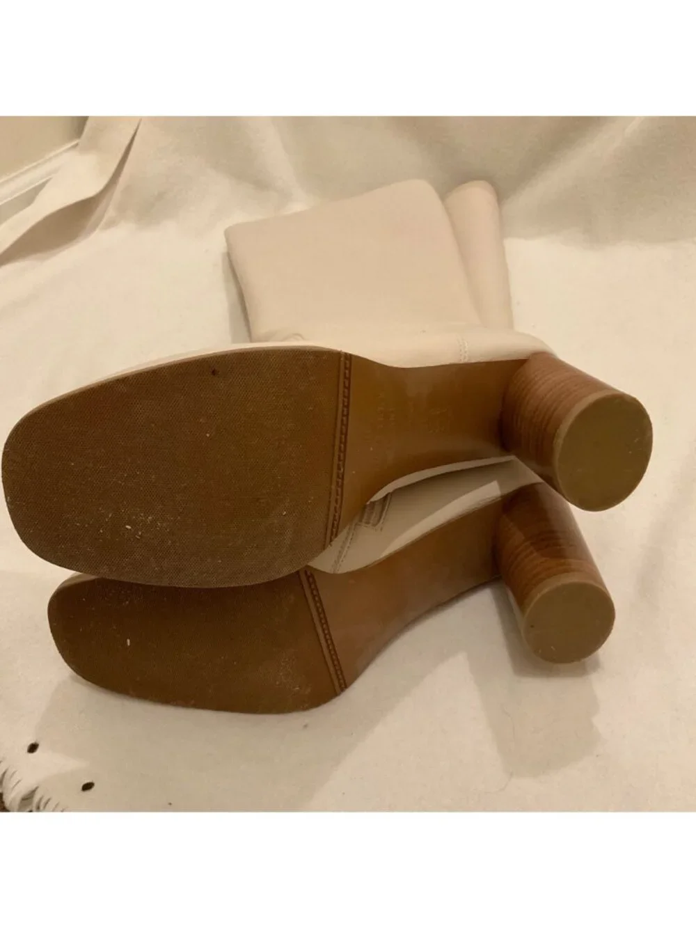 Sezane off white TEDDY HEELED high BOOTS leather SZEU39 RUN SMALL US7.5
